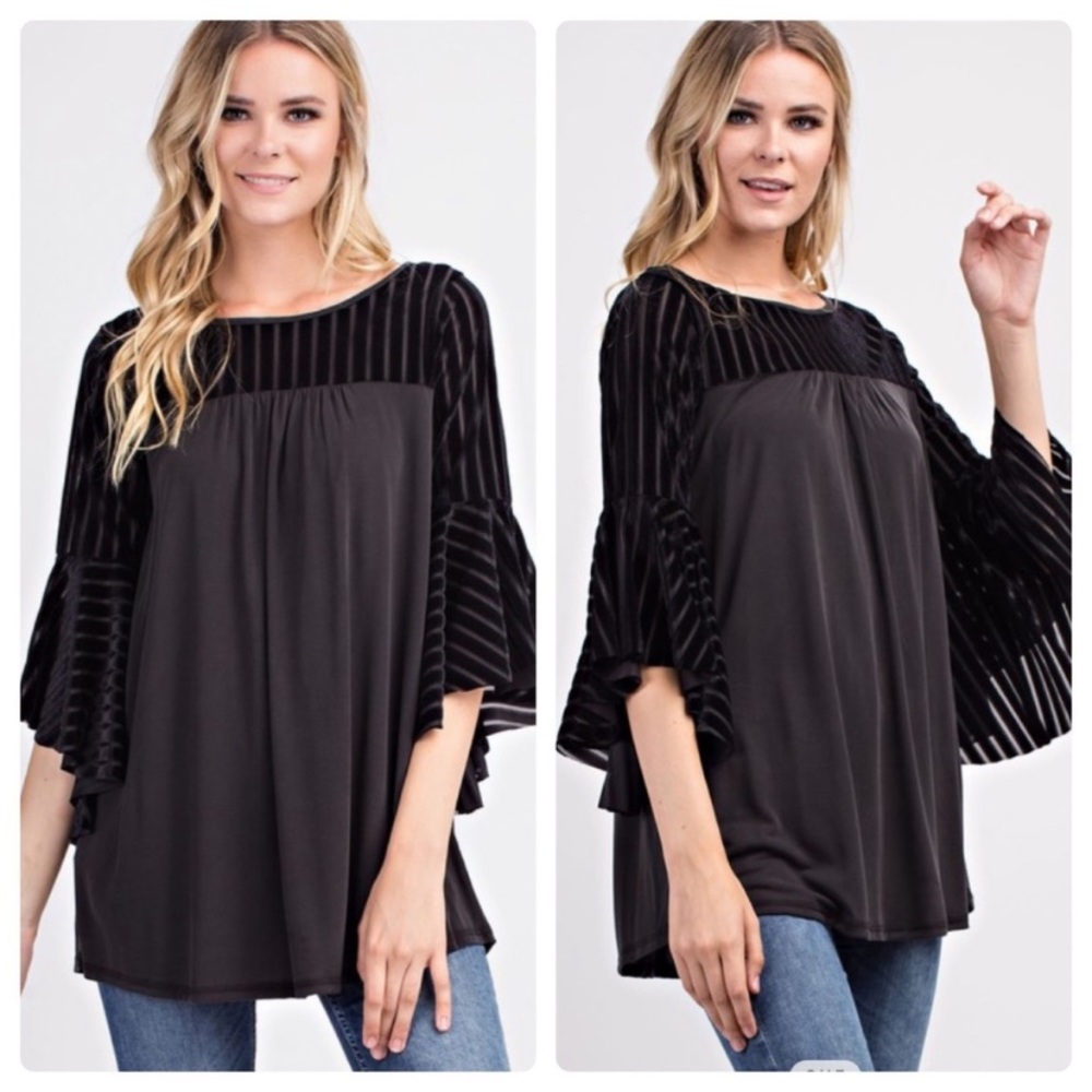 Black Bell Sleeve Top NWT